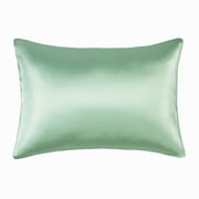 NT Bay 100% Mulberry Silk Toddler Pillowcase 1 Pack, Natural Travel Pillow Cover, 13" x 18", Green