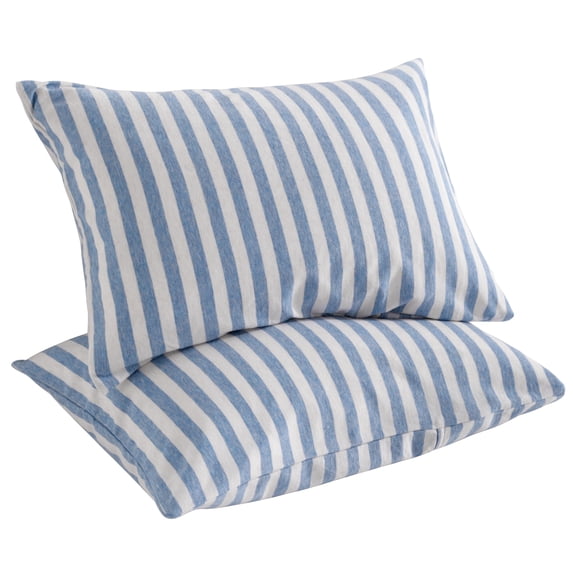 Ntbay 2 Pack Natural Jersey Cotton Toddler Pillowcases, Soft and Breathable Travel Pillow Cases with Envelope Closure, 13" x 18", Blue and White Stripe