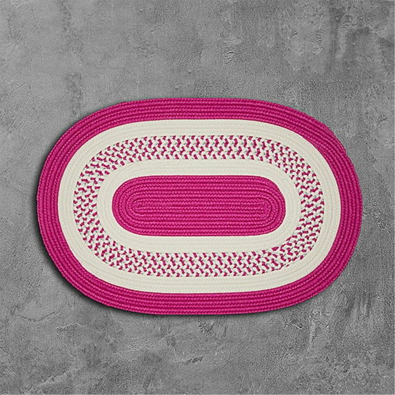 4' Magenta Pink and White Reversible Round Handcrafted Accent Area Rug