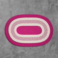 thumbnail image 1 of 17" Magenta Pink and White Traditional Style Oval Area Throw Rug Sample, 1 of 2
