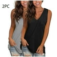 thumbnail image 1 of NTACZA 2 Pack Women's Tank Tops Tank Tops Wide Strap Sleeveless High Low Basic V-Neck Solid Casual Loose T-Shirts Tops, 1 of 5