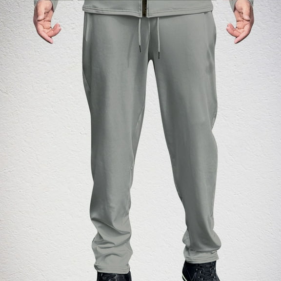 NTACZA Athletic Men Pants Breathable Fleece Lined Gray Sweatpants Drawstring Fitness Pants Winter Mens Trouser M