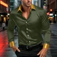 thumbnail image 1 of NTACZA Big and Tall Shirts for Men Disco Long Sleeve Solid Green Button Down Shirt Party Men Classic Fit Satin Shirts L, 1 of 8
