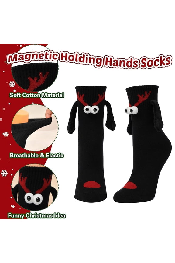 Black Socks Women Breathable Christmas Ugly Crew Socks 3D Women Magnetic Funny Socks