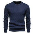 thumbnail image 1 of NTACZA Blue Men's Sweaters Long Sleeve Cable Knit Crew Neck Sweater Solid Stretch Basic Pullover Jumper Men M, 1 of 4