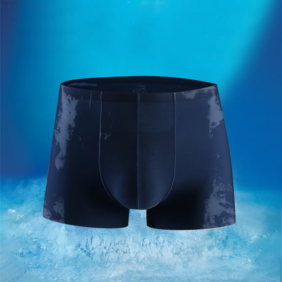 NTACZA Blue Mens Underwear Breathable Ice Silk Stretch Boxer Briefs Quick Dry Seamless Mens Underpants Briefs 2X