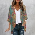 thumbnail image 1 of NTACZA Boho Cardigans for Women Trendy 3/4 Sleeve Flowy Paisley Open Front Kimono Beachwear Coverups Relaxed Multicolor, 1 of 5