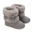 thumbnail image 1 of NTACZA Boots for Boys Easy Strap Winter Flatform Gray Fuzzy Non-Slip Soft Sole Fleece Bow Boots Baby Shoes for Girls 13, 1 of 6