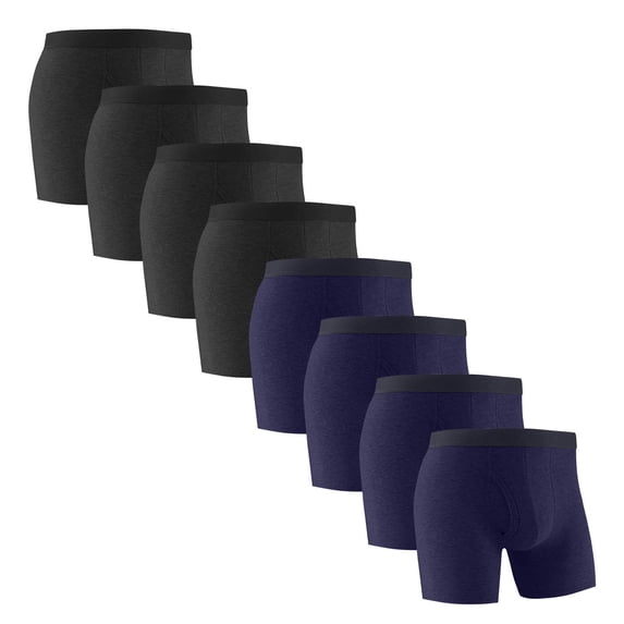 NTACZA Breathable Men's Underwear Cotton Blue Comfort Boxer Briefs Stretch 8 Pack Open Fly Men Boxer Briefs S