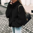 thumbnail image 1 of NTACZA Breathable Sweater for Women Warm Mock Neck Chunky Knit Sweaters Oversized Office Fall Winter Casual Sweater Black, 1 of 5