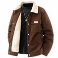thumbnail image 1 of NTACZA Brown Men Winter Jacket Sherpa Lined Corduroy Cargo Trucker Jackets Button Down Work Coats Coats for Man XXXL, 1 of 7