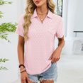 thumbnail image 1 of NTACZA Business Casual Tops for Women Short Sleeve V Neck Polos with Pocket Loose Fitting Eyelet Shirts for Women L, 1 of 7