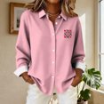 thumbnail image 1 of NTACZA Button Down Womens Tops Pink Valentine's Day Collared Tees formal Regular Fit Business Dress Shirt Women Shirts L, 1 of 5