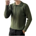 thumbnail image 1 of NTACZA Button Up Winter Sweaters for Men Green Cable Knit Polos Pullover Solid Classic Fit Sweaters Mens Jumper L, 1 of 9