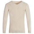 thumbnail image 1 of NTACZA Cable Knit Men Sweater Lightweight Beige V Neck Sweaters Pullover Solid Loose Basic Shirts Mens Winter Jumpers L, 1 of 3