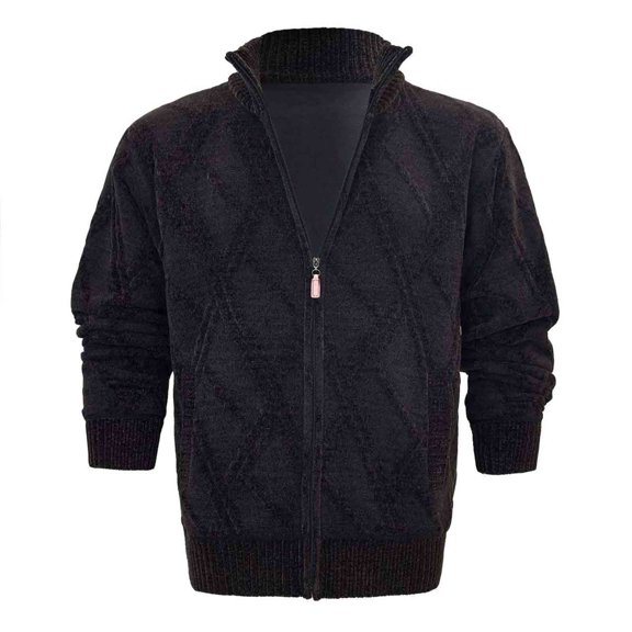 NTACZA Cable Knit Sweater Men Gray Zip Up Classic Fit Sweater Cardigan Stretch Long Sleeve Solid Knit Shirt Mens Jumper M