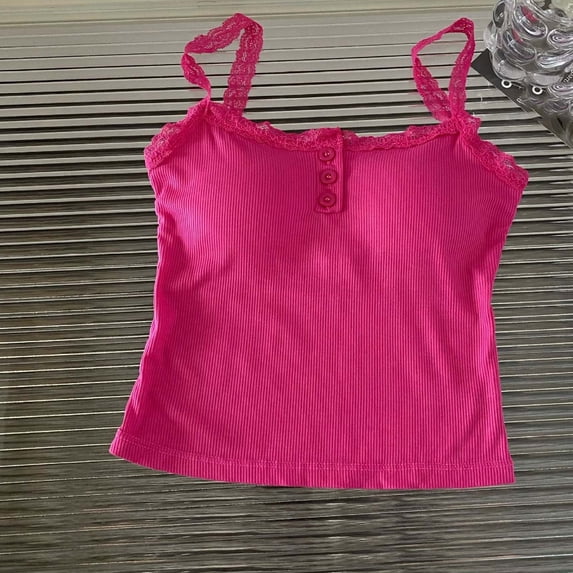 NTACZA Cami Woman Summer Tops Lace Cotton Tank Tops with Built In Bras Sleeveless Ribbed Loose Womens Tees Free Size