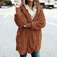 thumbnail image 1 of NTACZA Cardigan Long Sleeve Open Front Sweaters Hooded with Pockets Outerwear Solid Winter Brown L, 1 of 7