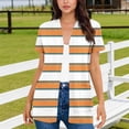 thumbnail image 1 of NTACZA Casual Lightweight Cardigans for Women with Pockets Striped Short Sleeve Open Front Coverups Beachwear Regular Orange, 1 of 5