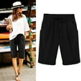 thumbnail image 1 of NTACZA Casual Shorts Womens Elastic Waist Drawstring Capri Summer Comfy Shorts Ladies L, 1 of 6