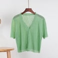 thumbnail image 1 of NTACZA Casual Summer Cardigan Short Sleeve Solid Lightweight Button Front Regular Dailywear Sweater Green, 1 of 5