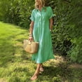 thumbnail image 1 of NTACZA Casual Summer Dresses for Women Striped Short Sleeve Collared Casual Maxi Shirt Dress Vacation Size S, 1 of 6