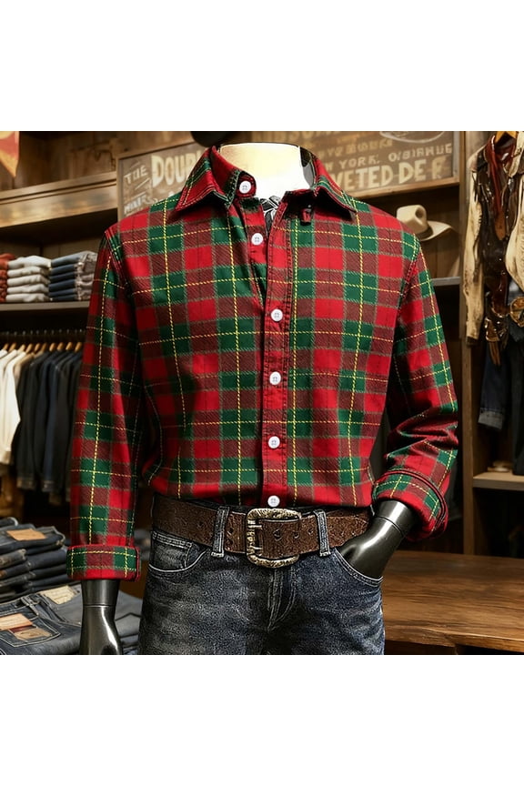 Christmas Men Shirt Ugly 3D Button Down Shirts Long Sleeve Mens Plaid Casual Dress Shirt XXXL