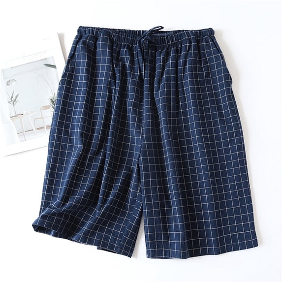 NTACZA Cotton Shorts for Women Plaid Comfy Pajama Shorts Drawstring Elastic Waist Shorts Ladies XXXL