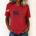 thumbnail image 1 of NTACZA Crew Neck Summer Tops for Women T‑Shirts Short Sleeve Casual Usa American Flag Print Relaxed Fit Festival Graphic Tees Red, 1 of 6