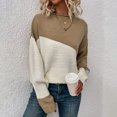 thumbnail image 1 of NTACZA Crewneck Fall Sweaters for Women 2026 Color Blocks Chunky Knit Comfort Sweaters Outerwear Winter Clothes Oversized Sweater Drop Shoulder Khaki, 1 of 5