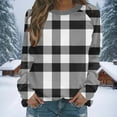thumbnail image 1 of NTACZA Crewneck Women's Tops Black Plus Size Plaid Sweatshirts Long Sleeve Loose Soft Shirts Fall Shirts for Women S, 1 of 7