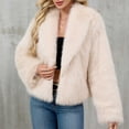 thumbnail image 1 of NTACZA Cropped Cardigans for Women Trendy Open Front Fuzzy Beige Long Sleeve Lapel Collar Thick Cardigan Womens Jacket L, 1 of 6