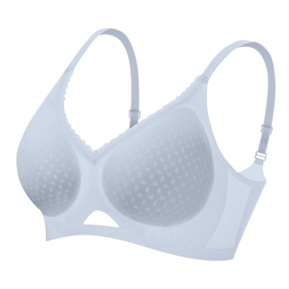 NTACZA Cut Women's Bra Lace Trim Demi & Balconette Comfy Wire-Free V-Neck Spaghetti Straps U-Back Solid Everyday Size M