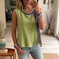 thumbnail image 1 of NTACZA Cute Tank Tops Casual Round Neck Cotton Sleeveless Color Blocks Button Summer Tops, 1 of 5