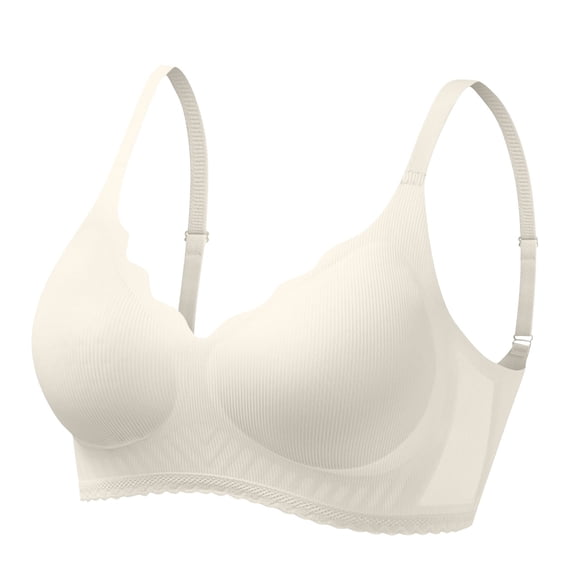 NTACZA Demi & Balconette Bra for Women Jelly Wire-Free Comfy U-Back Scallop Neck Solid Spaghetti Straps Everyday Size L