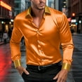 thumbnail image 1 of NTACZA Disco Big and Tall Shirts for Men Solid Long Sleeve Orange Button Down Shirt Party Satin Men Classic Fit Shirts XXXXXL, 1 of 8