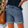 thumbnail image 1 of NTACZA Distressed Womens Shorts Denim Jean Shorts Ripped Y2k Zipper Ladies Shorts XL, 1 of 8