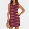 thumbnail image 1 of NTACZA Dresses for Woman Polka Dot Ombre Mini Dress Crew Neck Ladies Split Sleeveless Sundress M, 1 of 6
