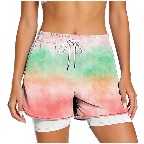 NTACZA Elastic Waist Modern Women Shorts Mid Active Fit Running Quick-Dry,Breathable,Lined,Side Pockets Drawstring Summer Shorts for Ladies