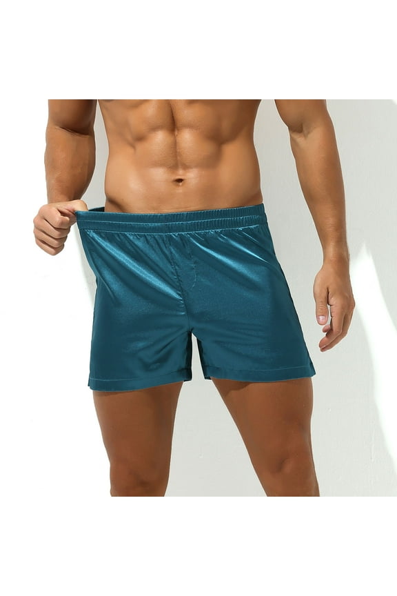 Elastic Waist Underwear Mens No Fly Green Ice Silk Boxer Shorts Mid Rise Loose Plus Size Men's Briefs L