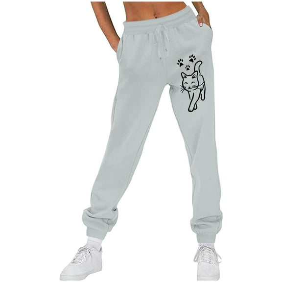 NTACZA Fall Pants Women Workout Gray Fleece Sweatpants Running Graphic Joggers Trousers Women M