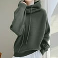 thumbnail image 1 of NTACZA Fall Sweaters for Women Thick Hooded Green Plus Size Sweater Drawstring Pullover Cozy Knit Tops Womans Jumper L, 1 of 8