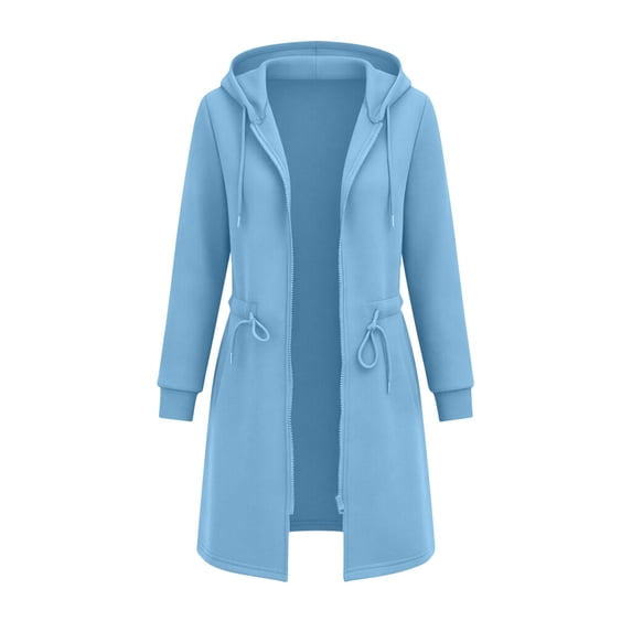 NTACZA Fall Sweatshirts for Women Hoodies Layer Zip Up Long Sweatshirt with Pockets Pullover Tops Drawstring Long Sleeve Daily Wear Blue S