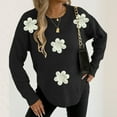 thumbnail image 1 of NTACZA Floral Sweater Dress for Women Fall Crewneck Black Oversized Sweaters Cozy Pullover Knit Shirt Women's Jumpers L, 1 of 6
