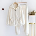 thumbnail image 1 of NTACZA Fluffy Women Pj Sets Zip Up Button Down Pj Sets Fleece Plush Thermal Womens Lounge Sleepwear L, 1 of 3