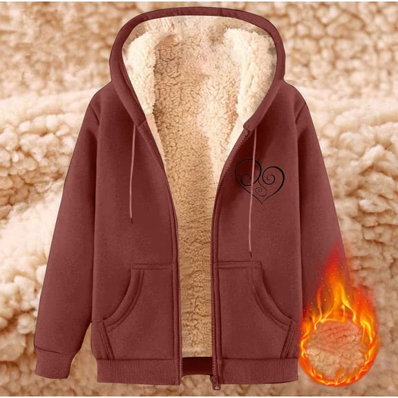 NTACZA Full Zip Men's Hoodies Brown Sherpa Lined Graphic Jacket Hooded Plush Long Sleeve Fall Sweatshirts for Men L