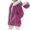 thumbnail image 1 of NTACZA Full Zipper Womens Coats Fuzzy Thermal Pink Fleece Solid Hooded Long Sleeve Oversized Jackets Women's Jacket S, 1 of 9