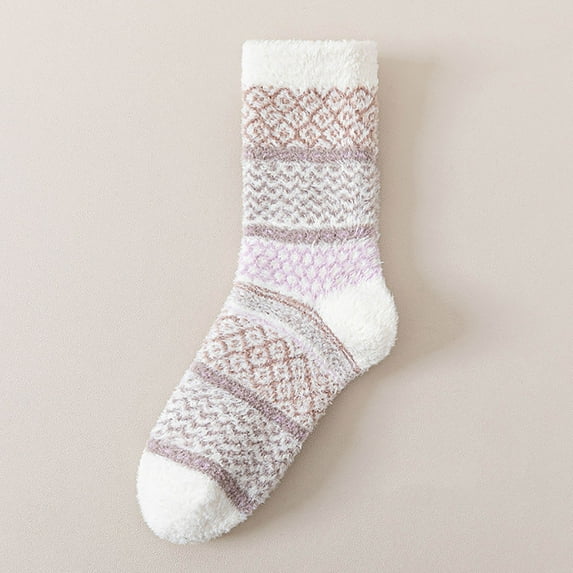 NTACZA Fuzzy Socks Women Winter Thick Non Slip Yellow Slipper Socks Warm Womens Calf Crew Socks