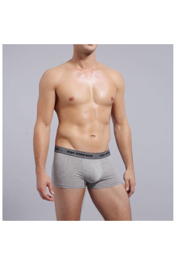 Gray Mens Underwear Breathable No Fly Cotton Boxer Briefs Athletic Seamless Stretch Men's Boxers M