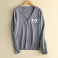 thumbnail image 1 of NTACZA Gray Sweaters for Women Heart Print V Neck Valentines Cardigan Sweater Button Down Knit Tops Ladies Jumper L, 1 of 5